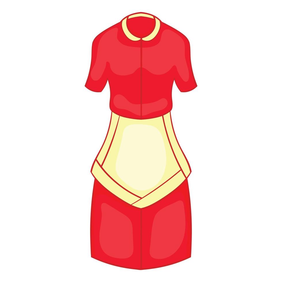 Red housewife dress with white apron icon vector