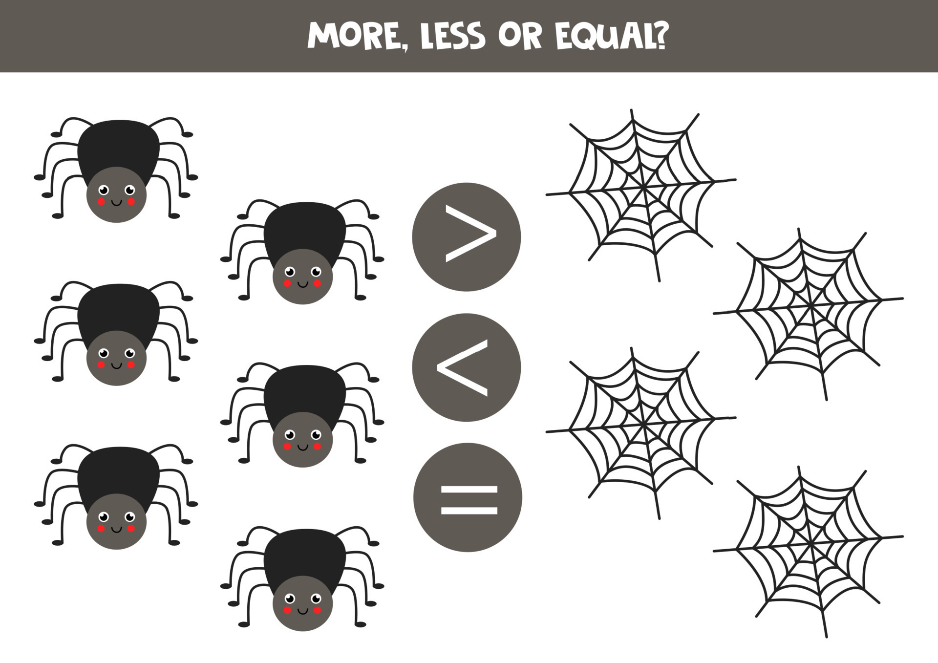 More, less or equal with cartoon spider and spider web. 14462754 Vector Art at Vecteezy More, less or equal with cartoon spider and spider web. 14462754 Vector Art at Vecteezy