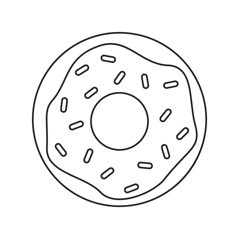Ilustración de vector de lindo donut blanco y negro aislado sobre fondo