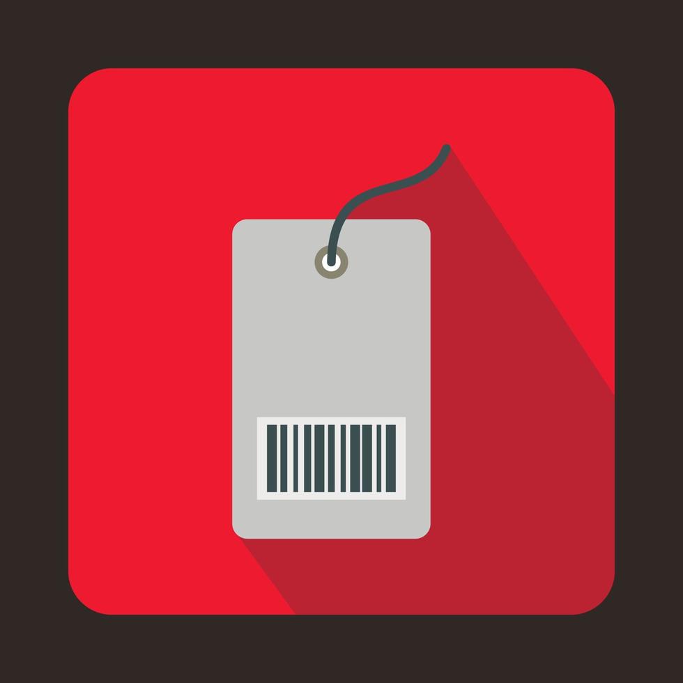 Tag with bar code icon, flat style vector