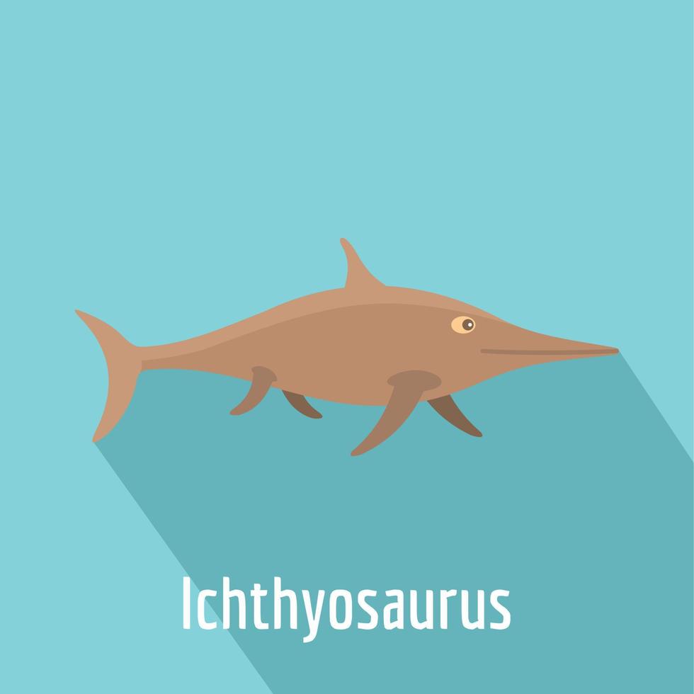 Ichthyosaurus icon, flat style. vector