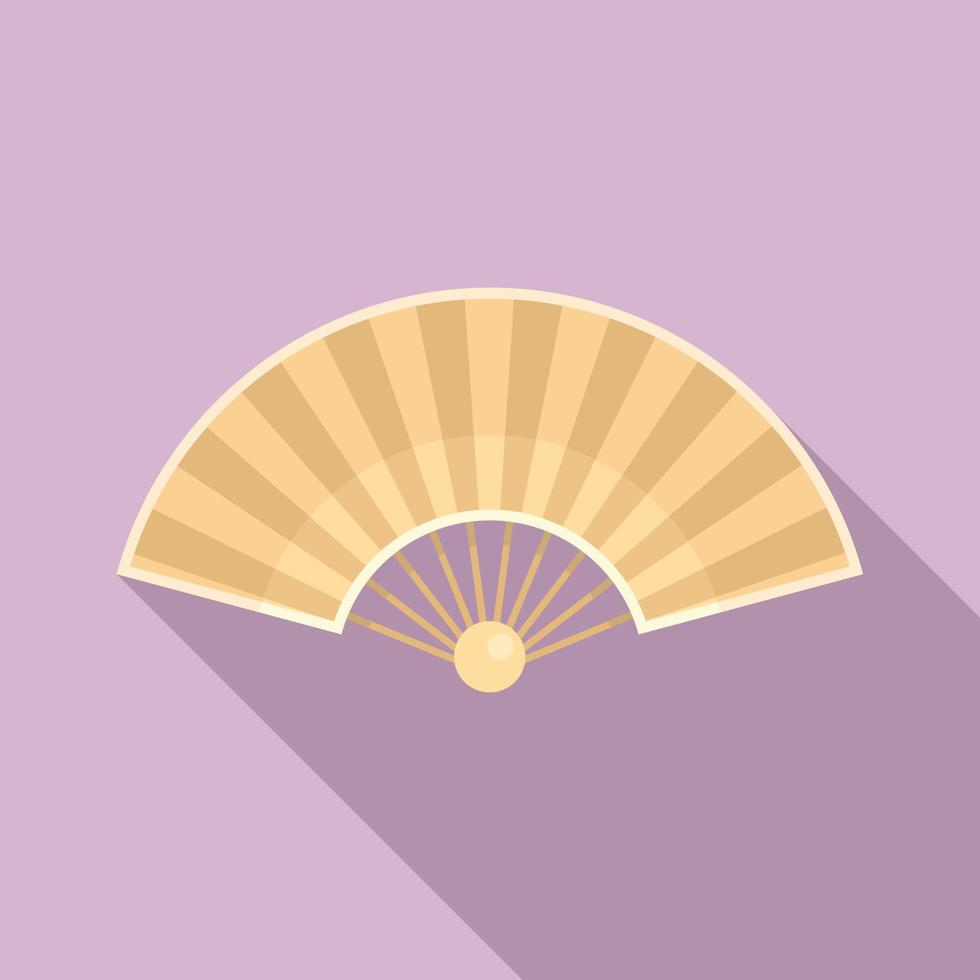 Wood hand fan icon, flat style vector