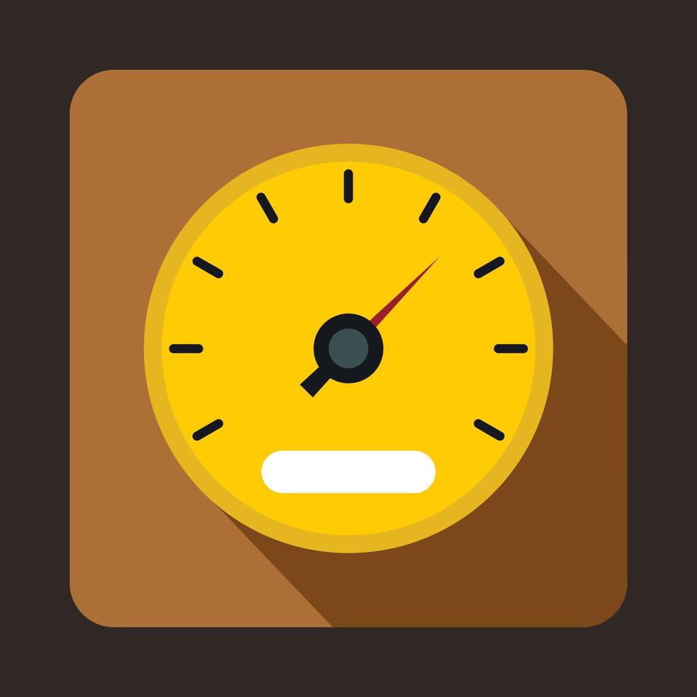Yellow speedometer icon, flat style vector