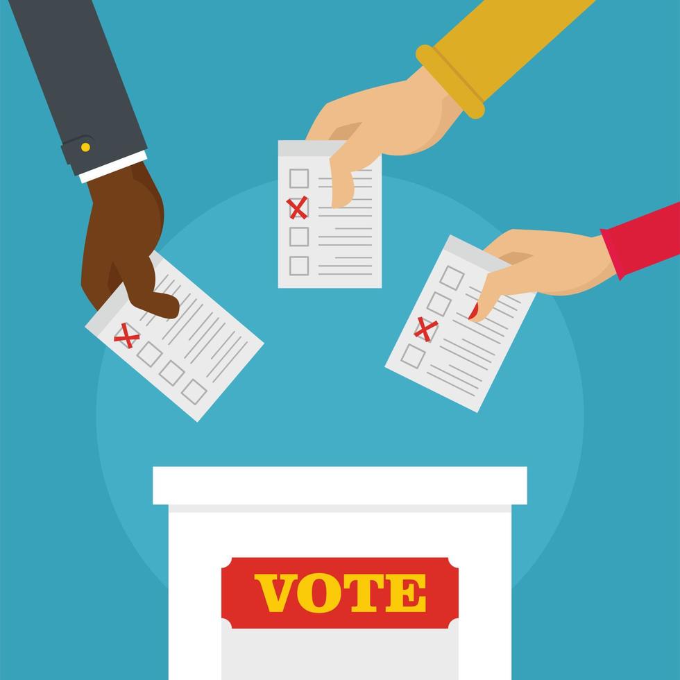 People at ballot box background, flat style vector