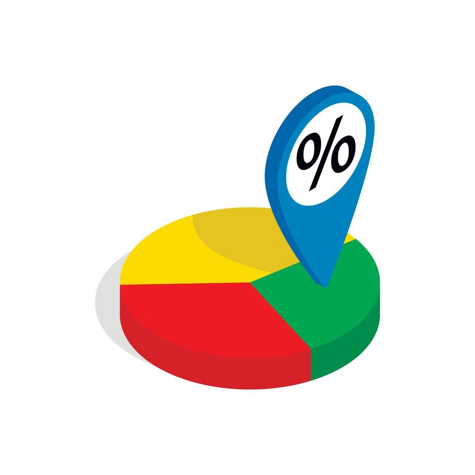 Pie chart icon, isometric 3d style vector