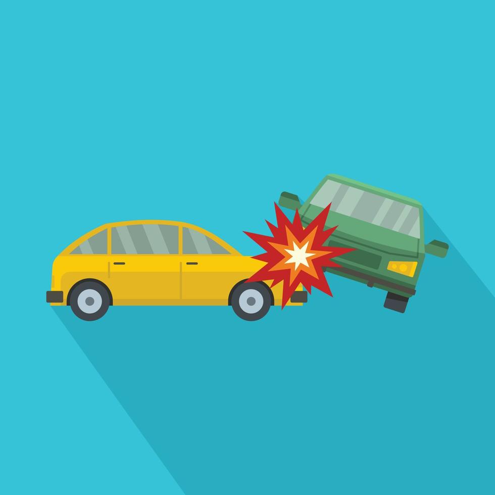 Crashed car icon, flat style vector