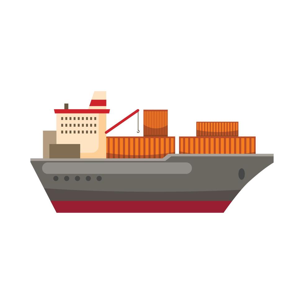 Cargo ship icon, cartoon style vector