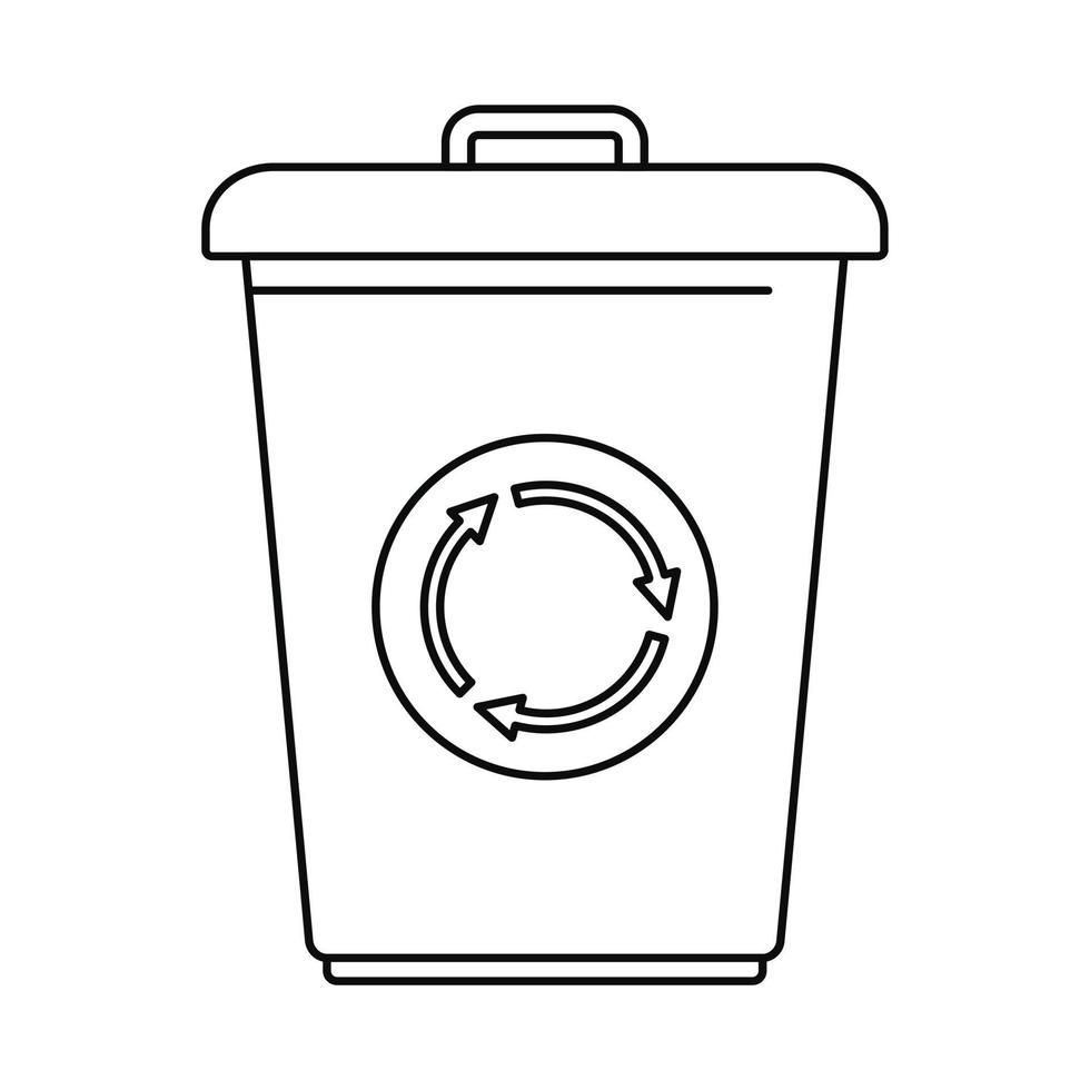 icono de papelera de reciclaje, estilo de esquema vector