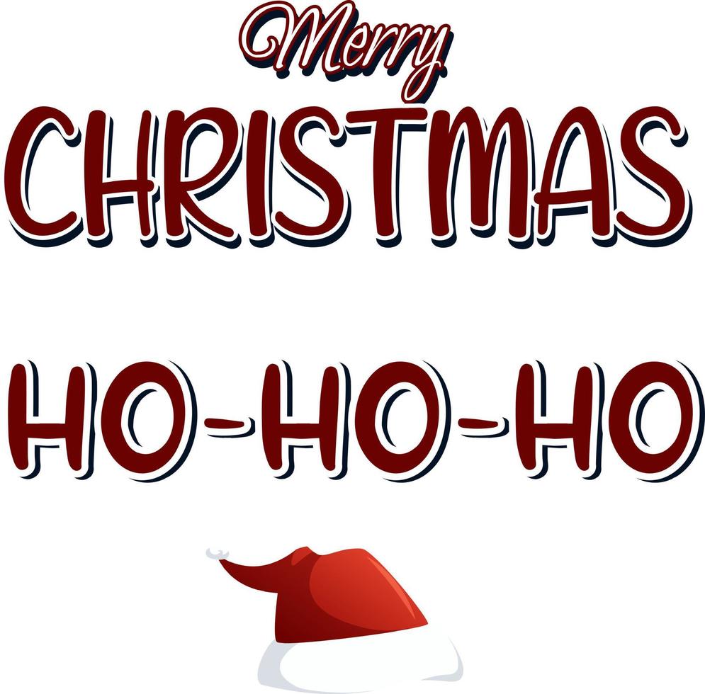 Sticker, inscription, lettering merry Christmas and ho-ho-ho red and white letters on transparent background vector