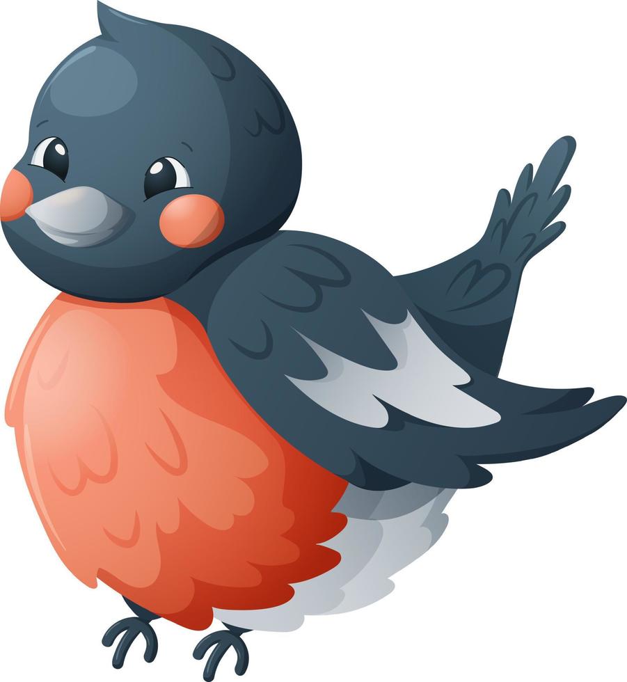 Cartoon bullfinch, bird on transparent background vector