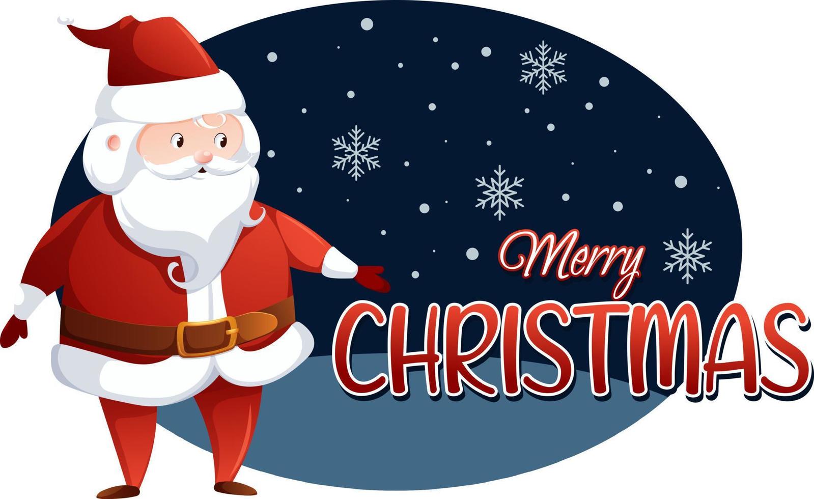 Wishing a merry Christmas with Santa Claus on the background of winter
