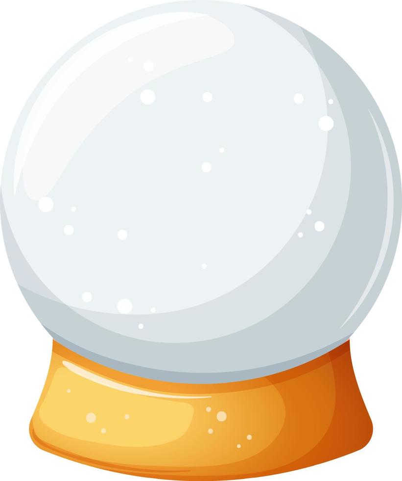 Snow globe, clear glass flask with golden stand cartoon on transparent background vector