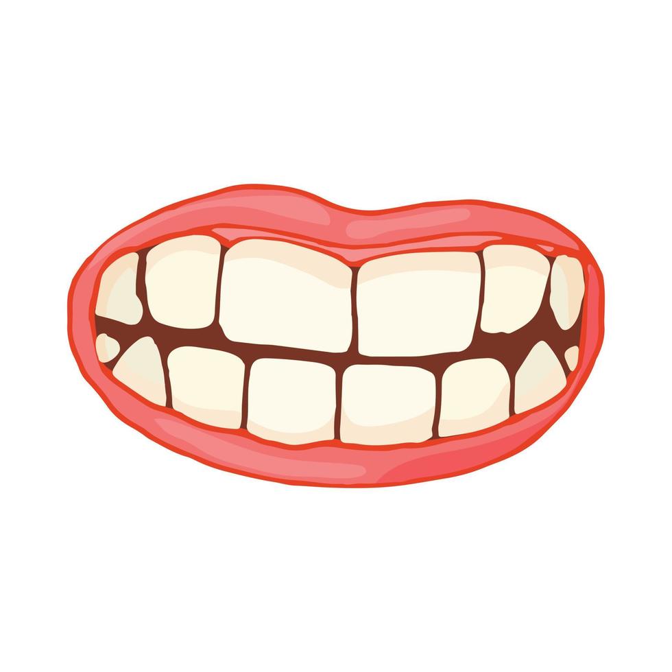 Mouth with white healthy teeth icon, cartoon style vector