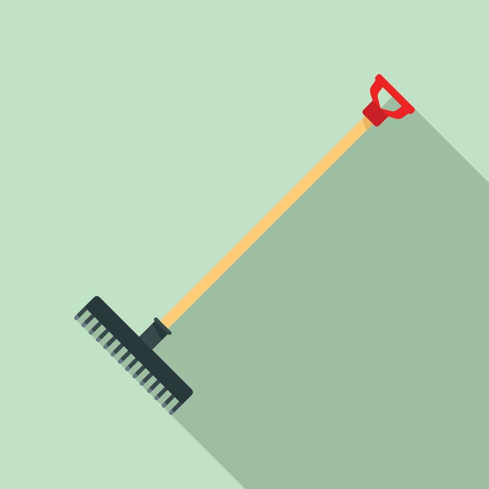 Garden rake icon, flat style vector