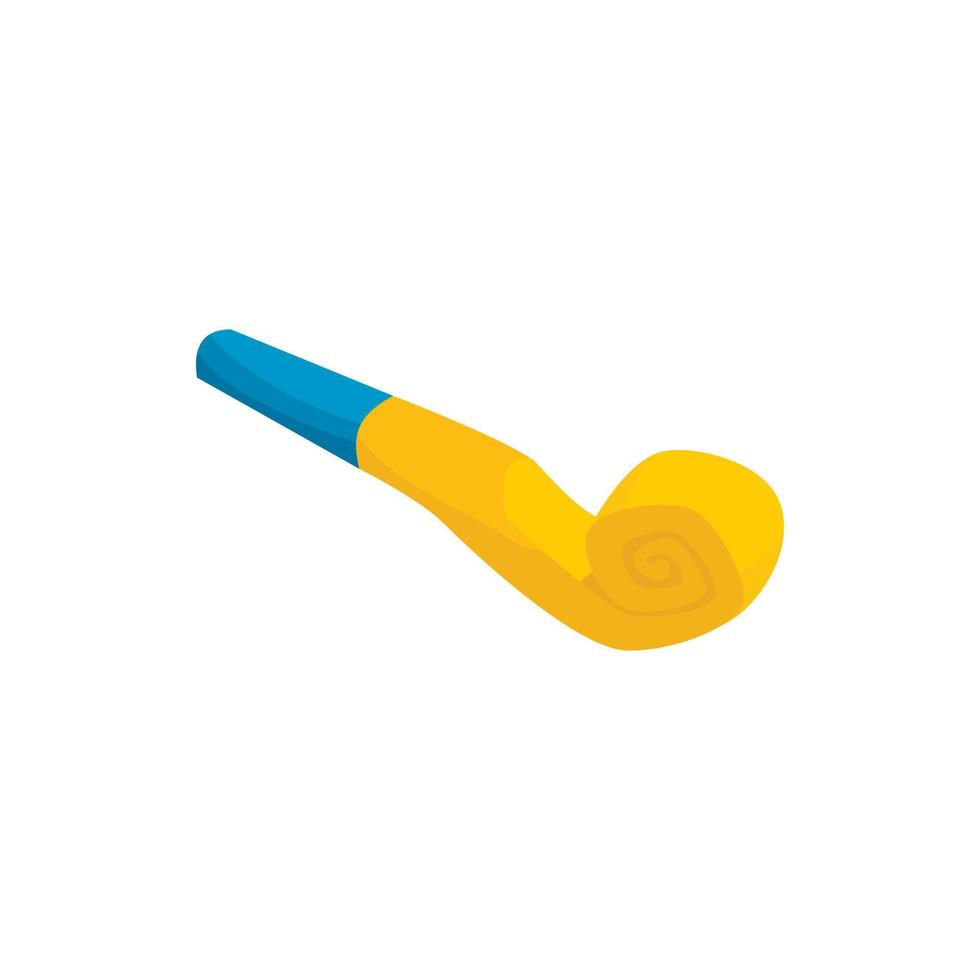 Yellow party blower icon in cartoon style vector