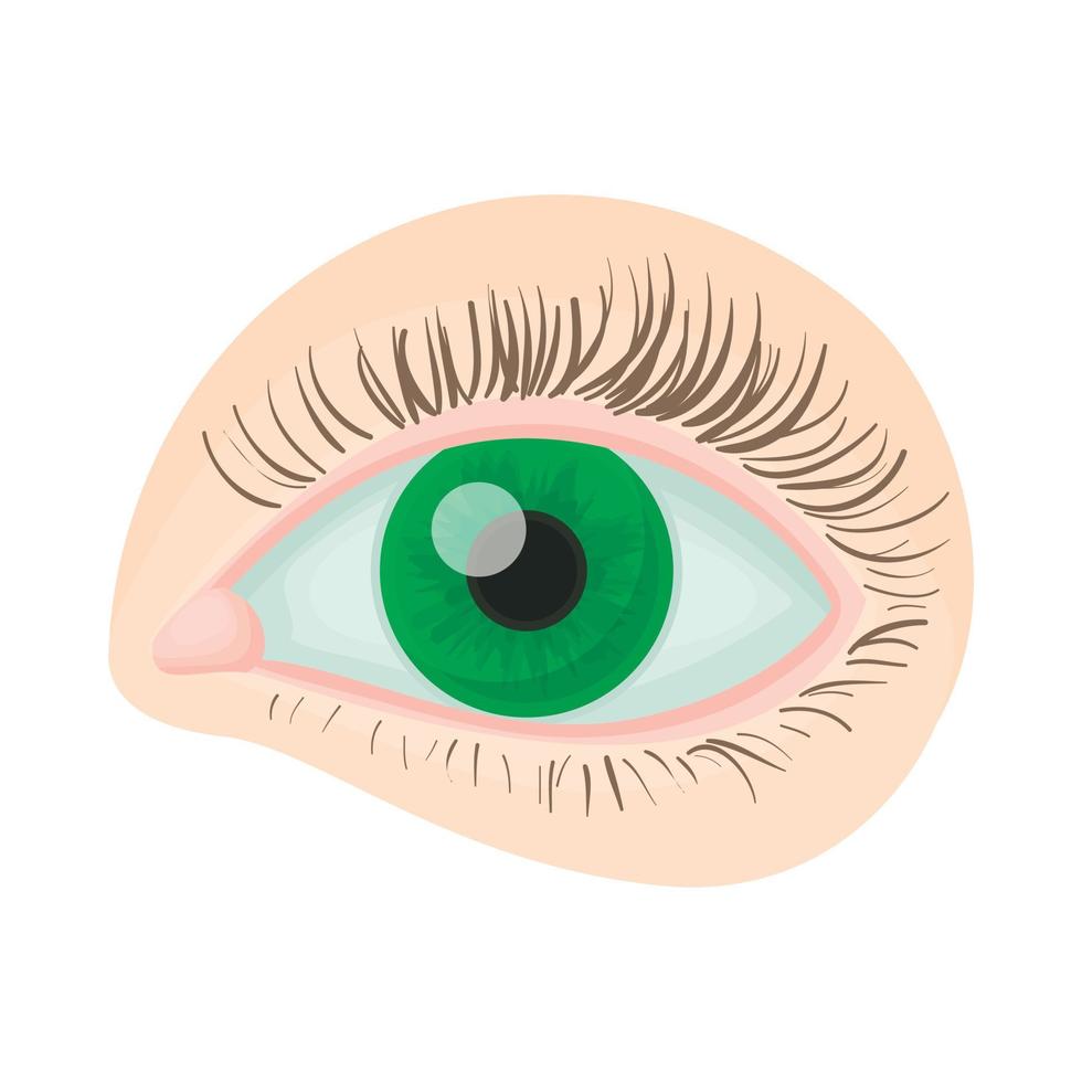 Green human eye icon, cartoon style vector