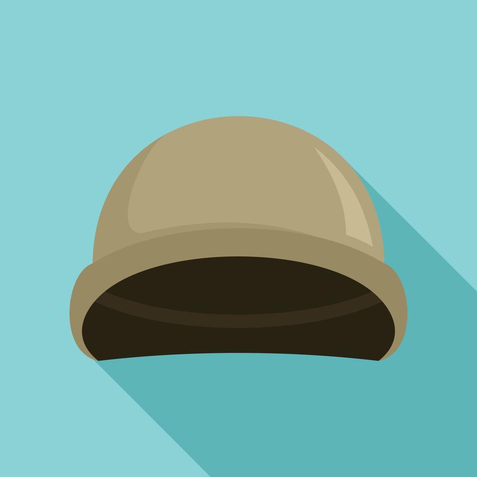 icono de casco de soldado, tipo plano vector