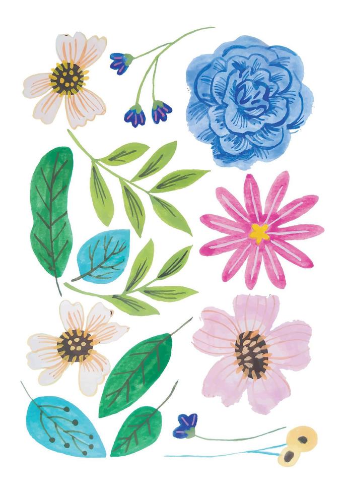 watercolor flower element clip art vector