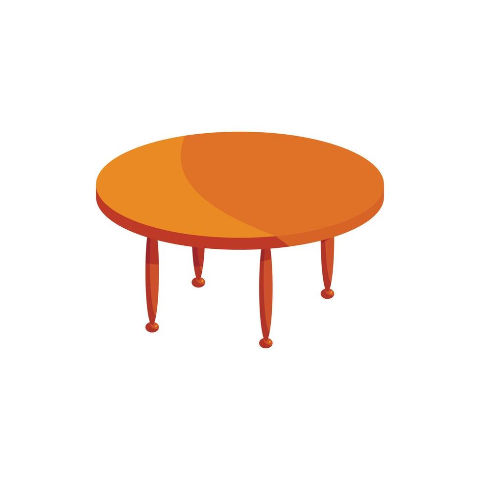 Round wooden table icon, cartoon style vector