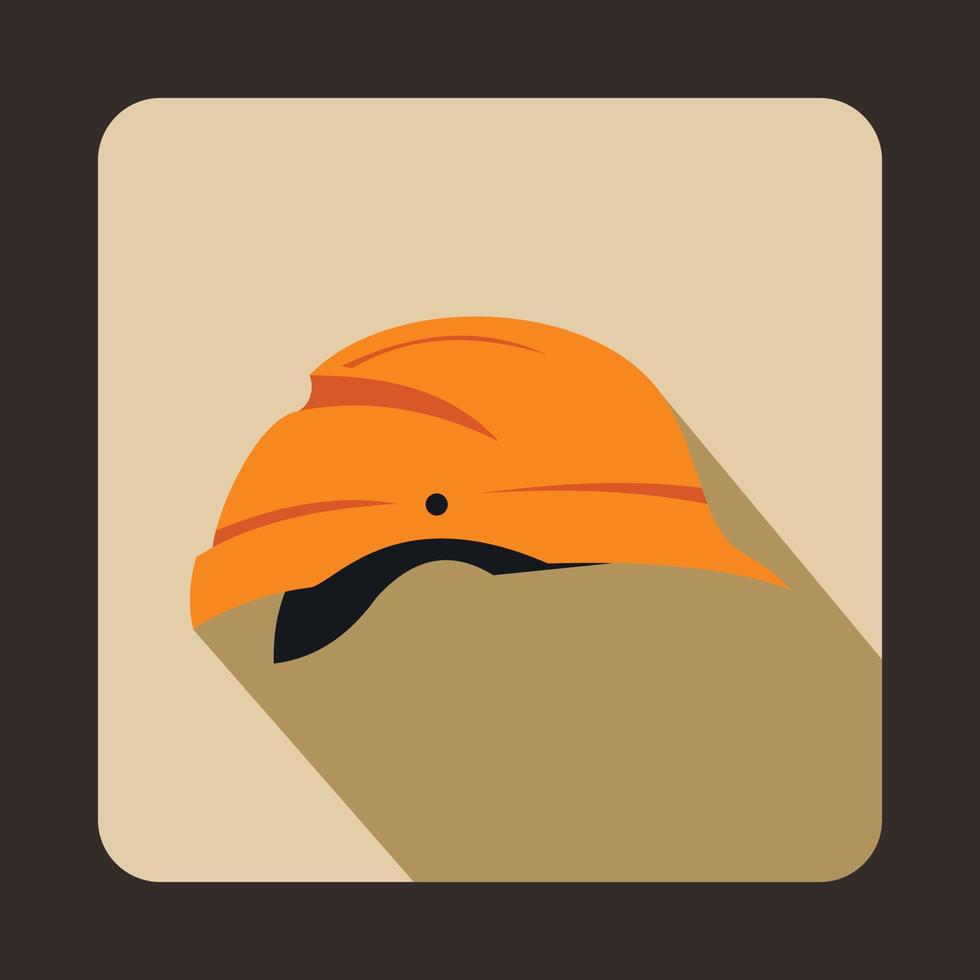 icono de casco naranja, estilo plano vector