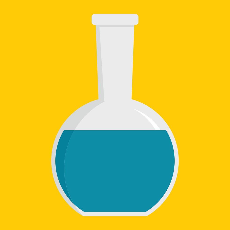 Chemistry flask icon, flat style vector