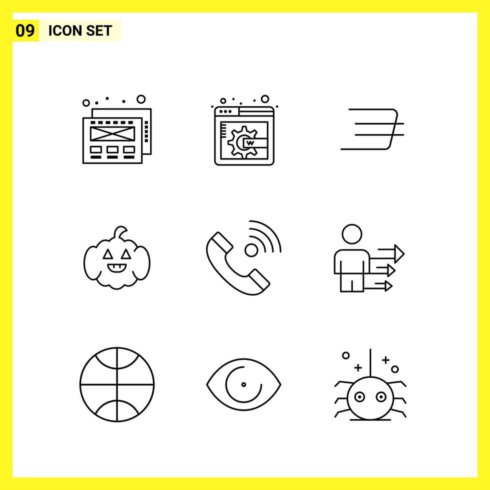 9 Icon Set Simple Line Symbols Outline Sign on White Background for Website Design Mobile Applications and Print Media Creative Black Icon vector background