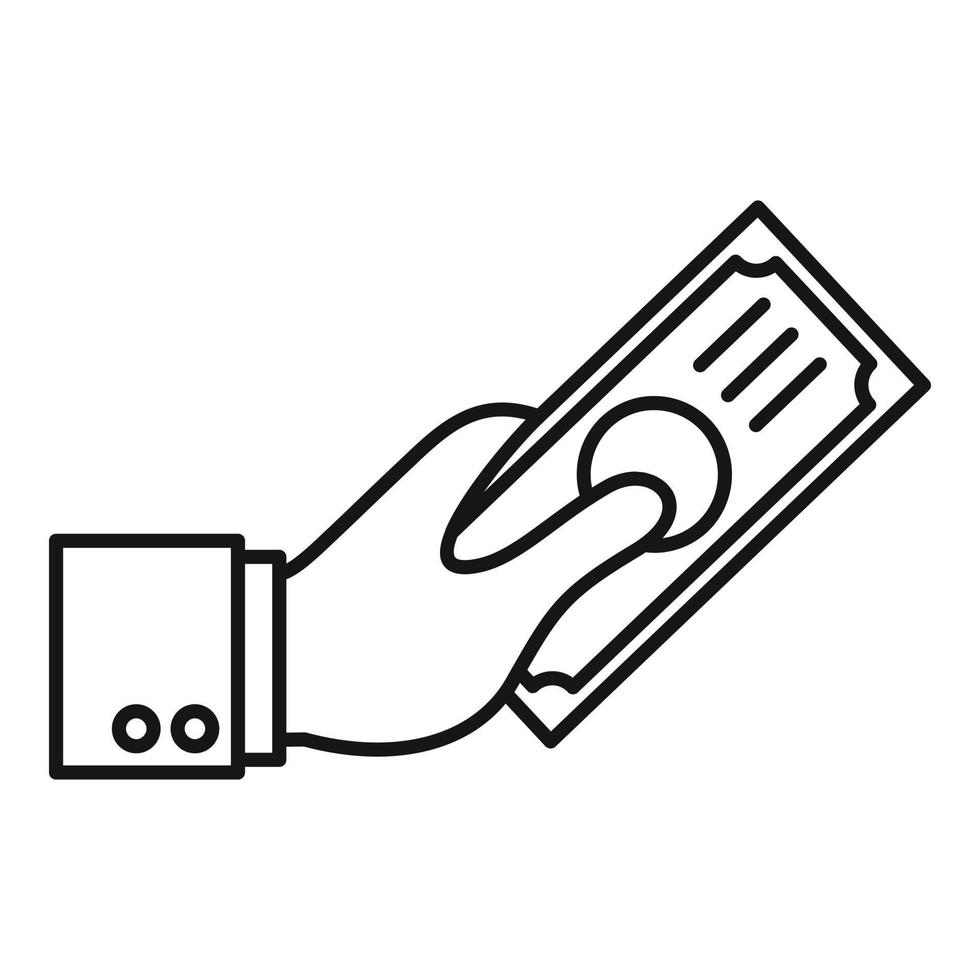 Hand give money icon, outline style vector