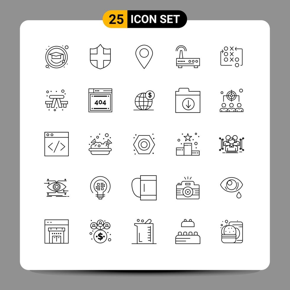 Line Pack of 25 Universal Symbols of tactic move marker game signal Editable Vector Design Elements