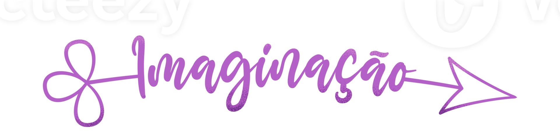 Purple arrow with the word imagination in Brazilian Portuguese. Translation - Imagination. png