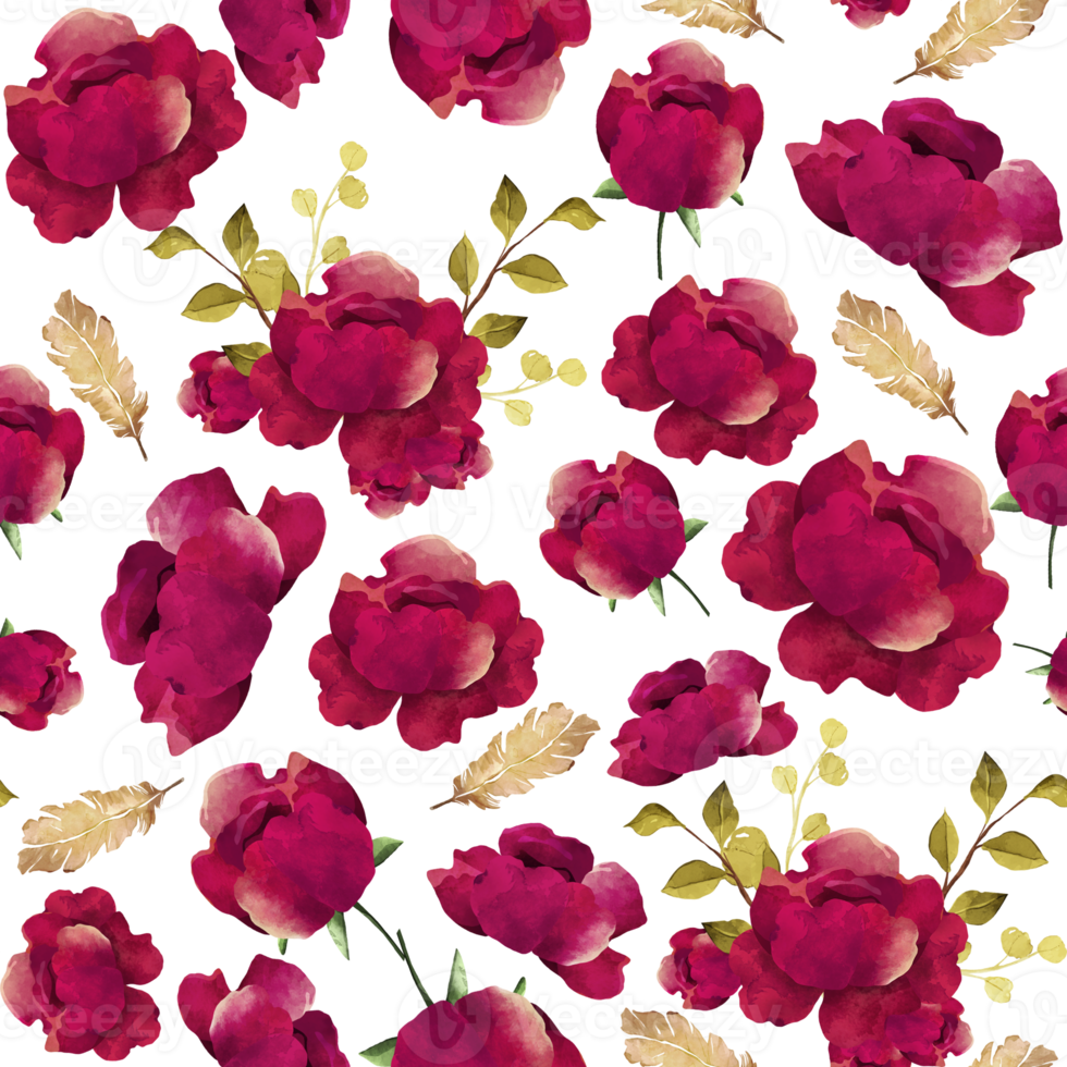 Burgundy Red Flower Seamless Pattern png