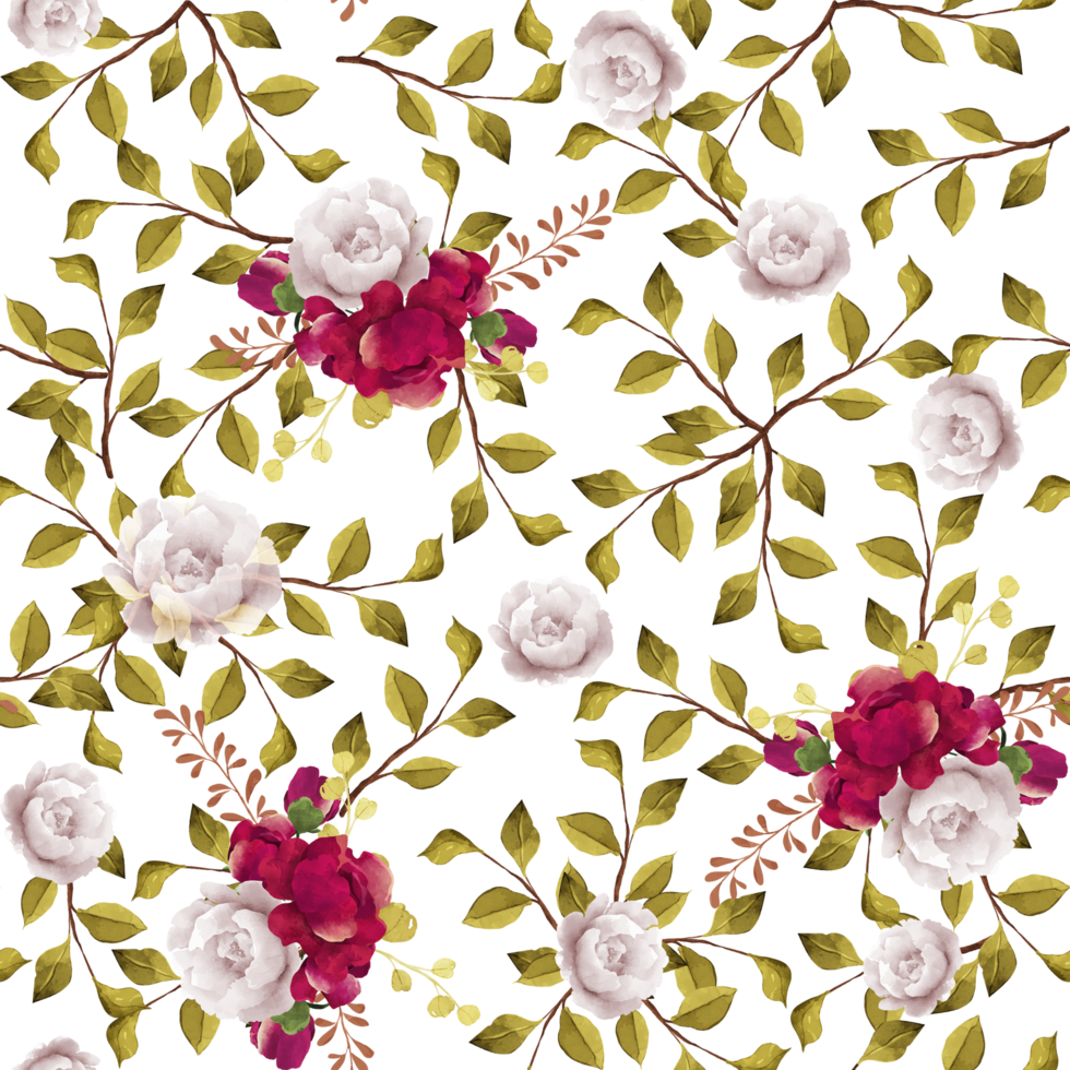 Flower and Branches in Seamless Pattern Background png