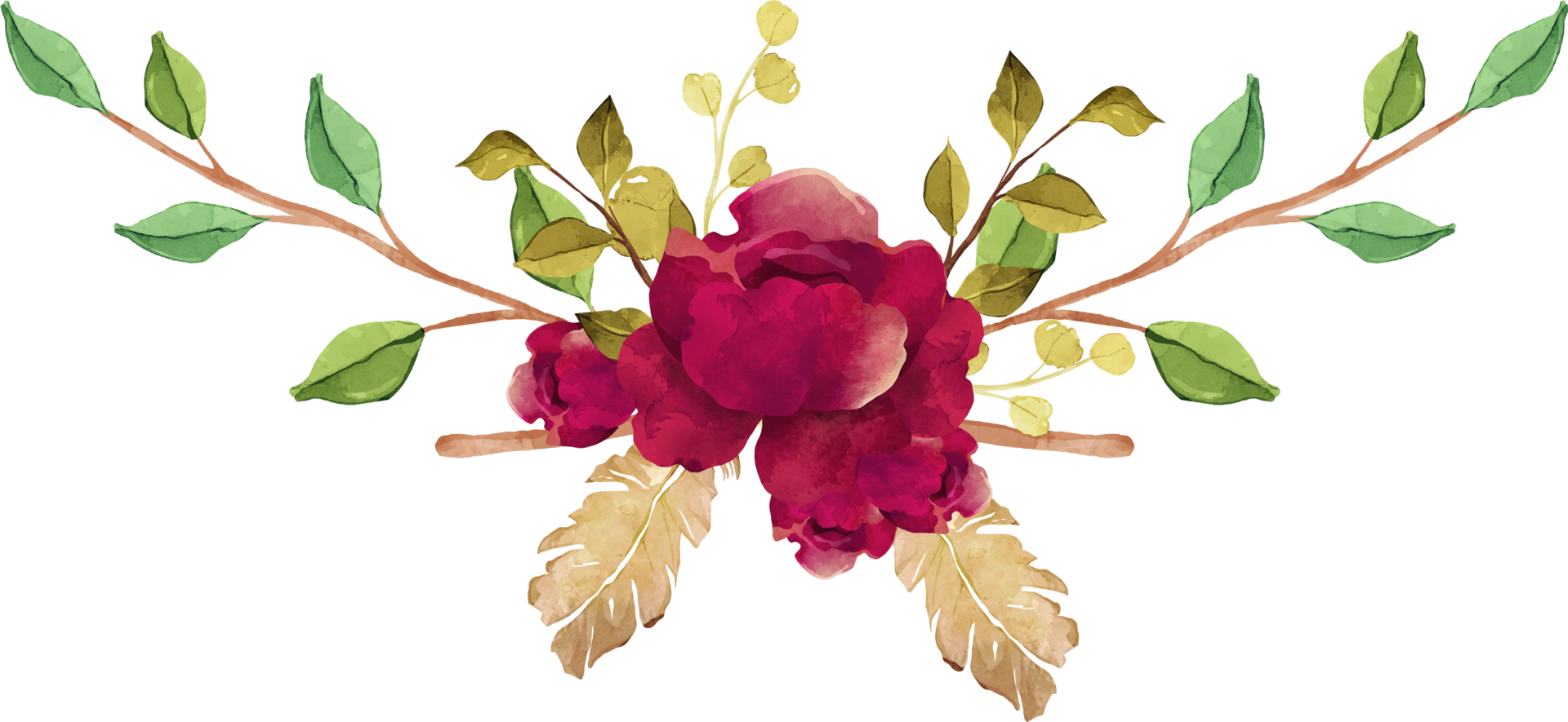 bouquet de fleurs de pivoines bordeaux aquarelle png