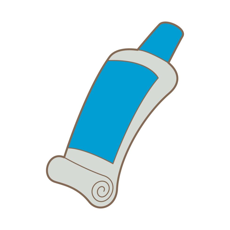 Tube of blue paint icon, cartoon style vector