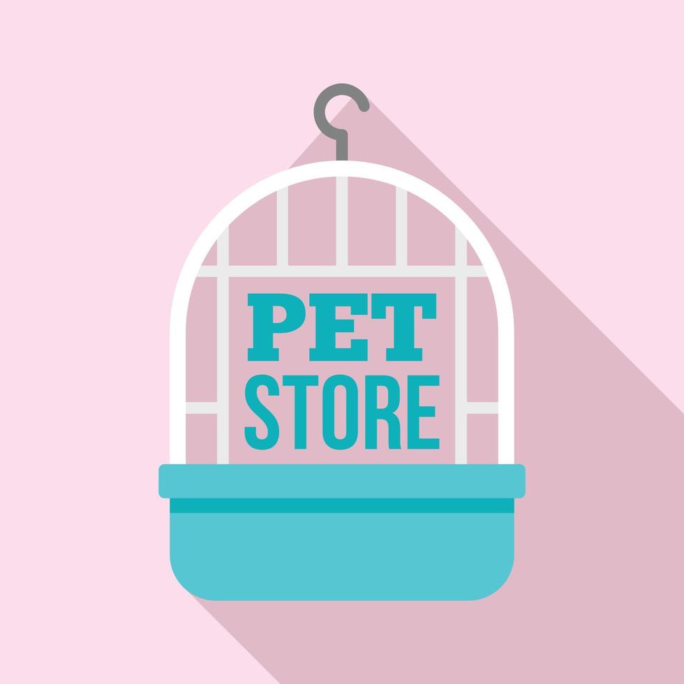 Bird cage pet store logo, flat style vector