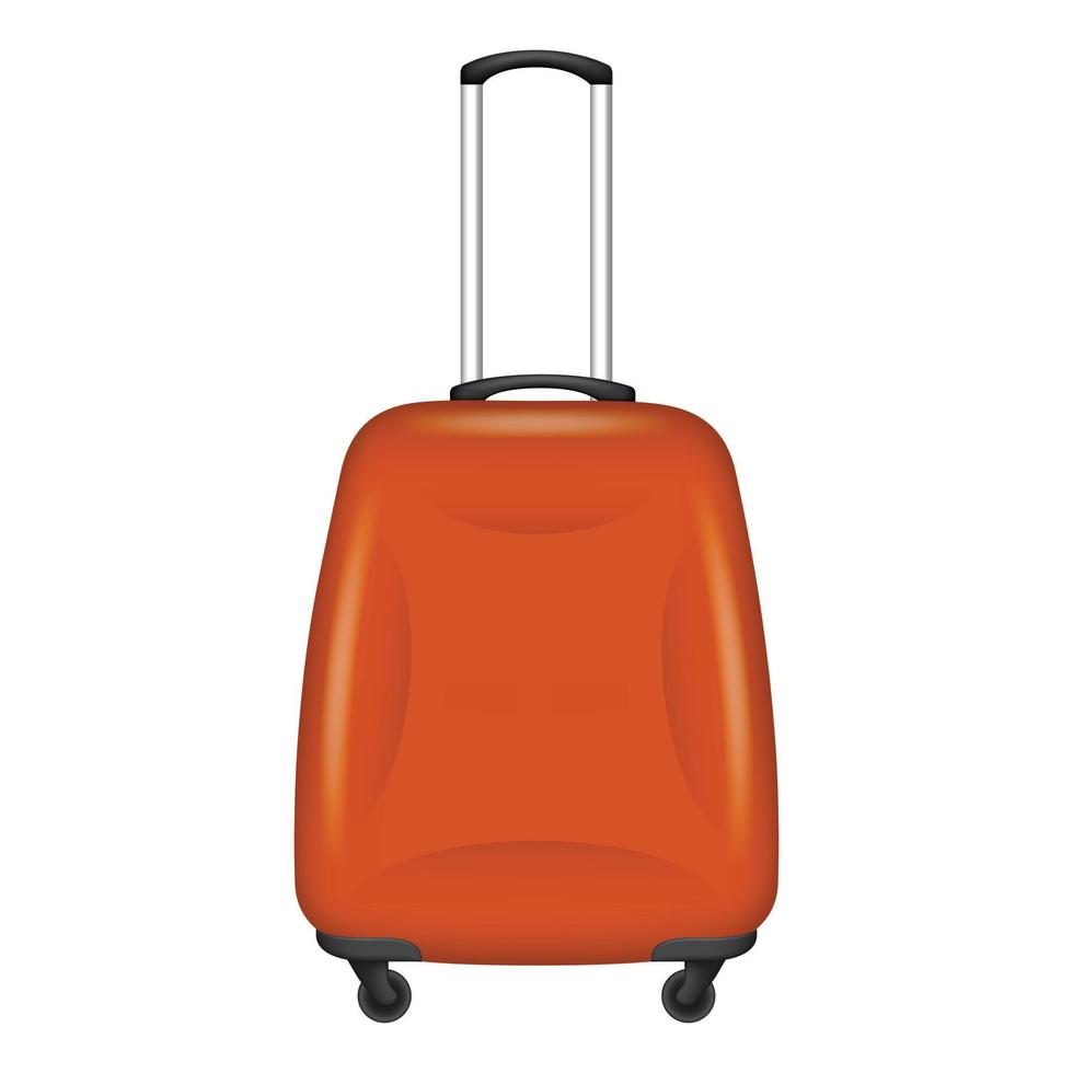 Orange travel bag icon, realistic style vector