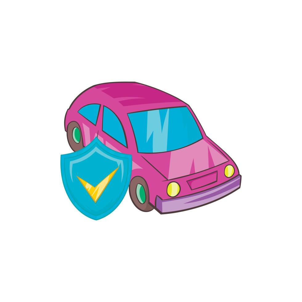 icono de seguro de automóvil en estilo de dibujos animados vector