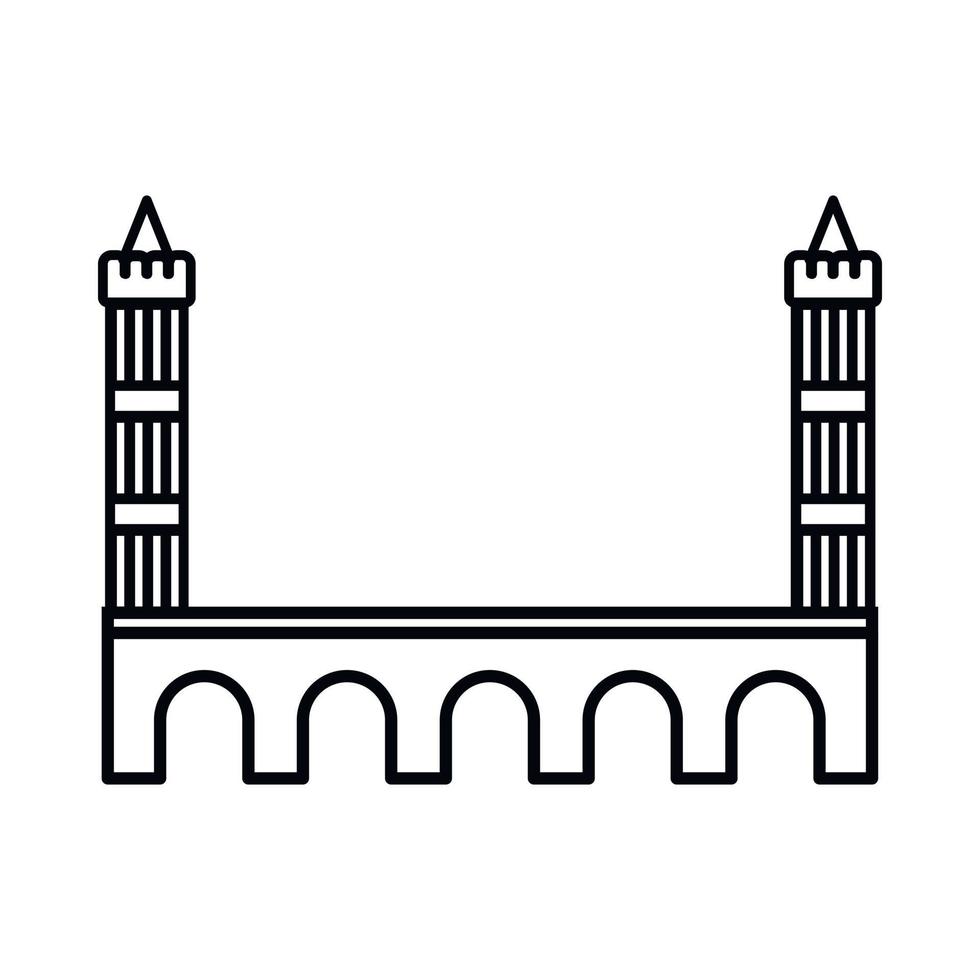 icono de puente, estilo de contorno vector