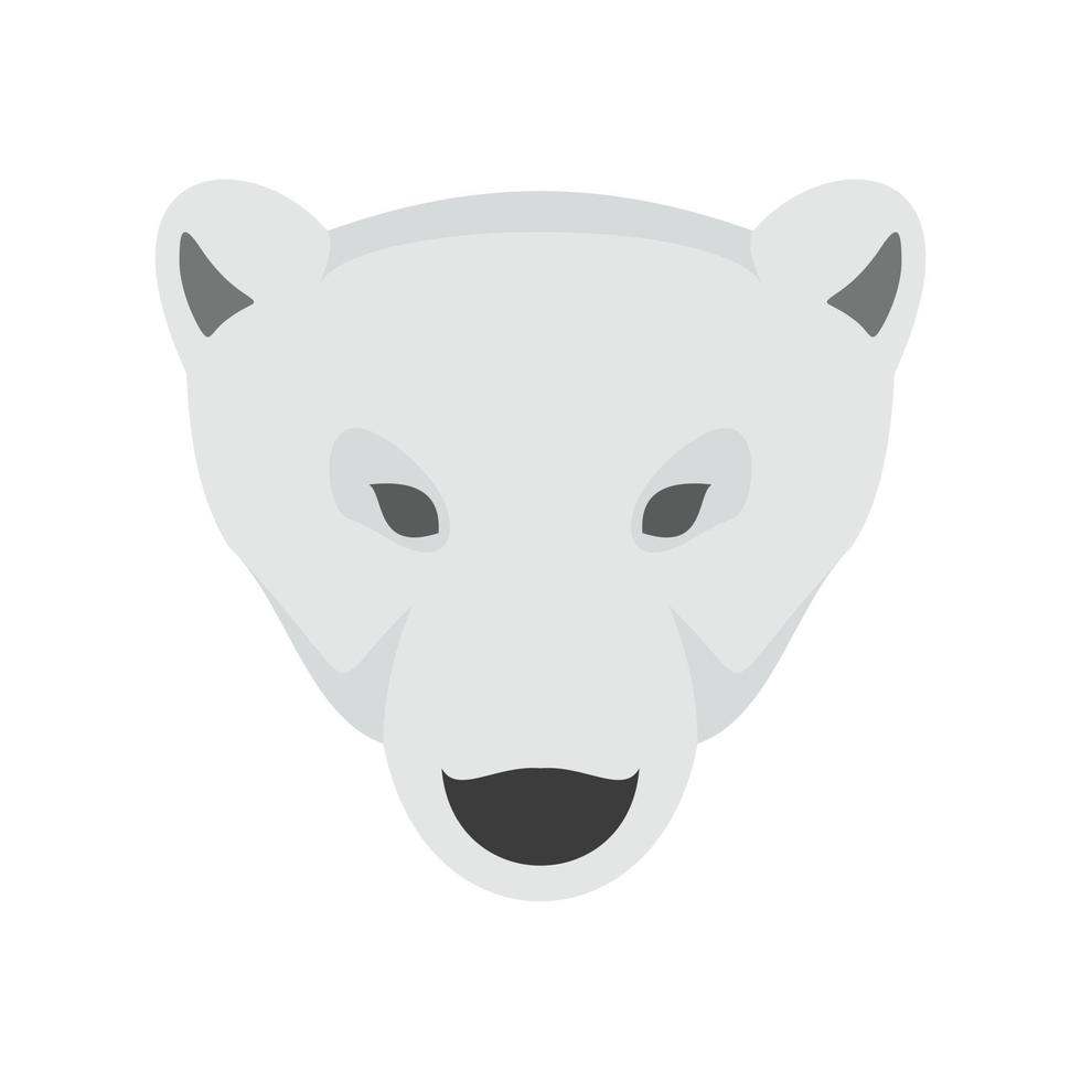 Head of polar bear icon, flat style vector