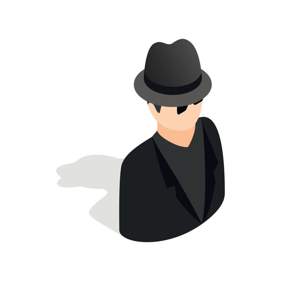 Man in black sunglasses and black hat icon vector