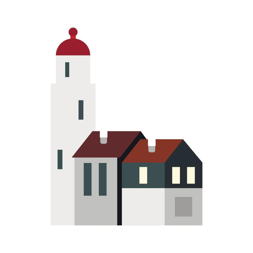 iglesia blanca, icono de Holanda, estilo plano vector