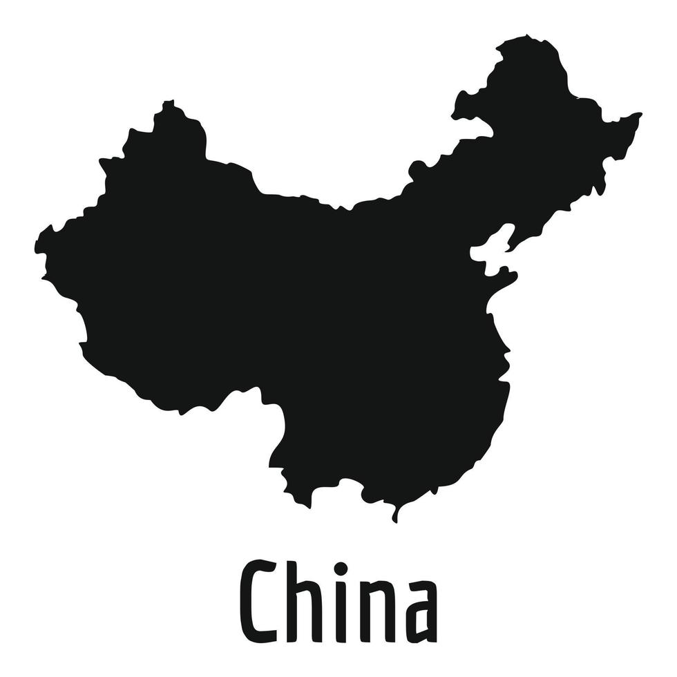 China map in black vector simple