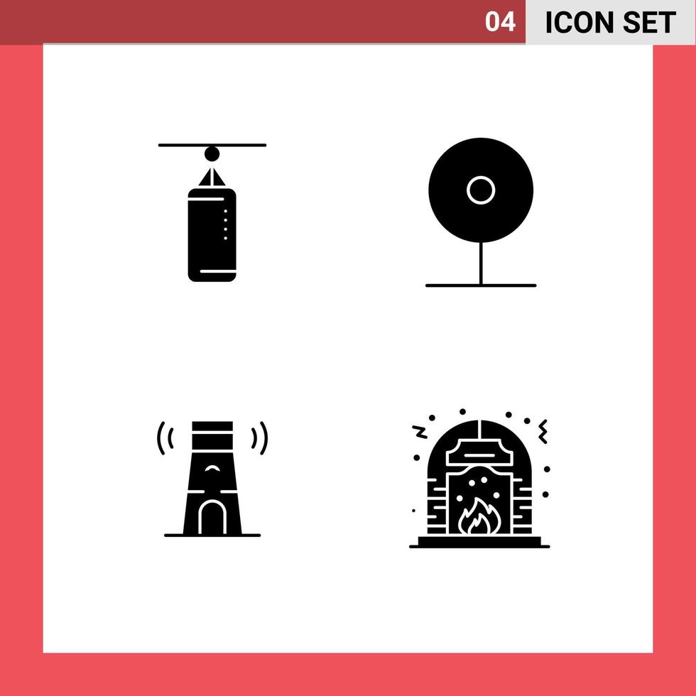 4 iconos creativos signos y símbolos modernos de bag beach punching media lighthouse elementos de diseño vectorial editables vector