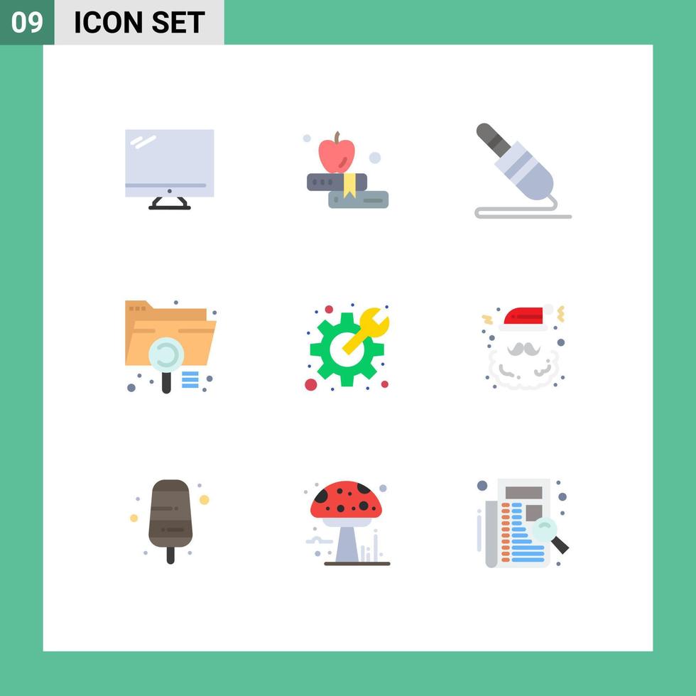 conjunto de 9 iconos de interfaz de usuario modernos signos de símbolos para la extensión cog cable de audio análisis de documentos elementos de diseño vectorial editables vector