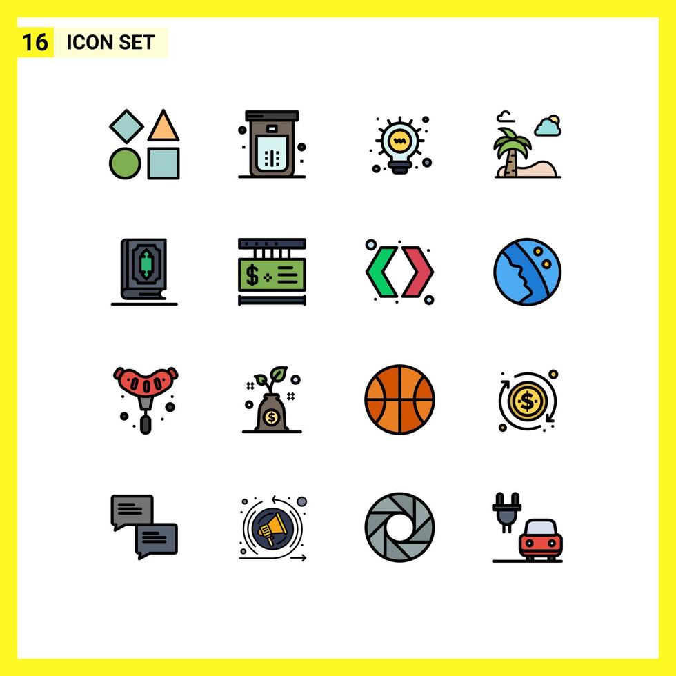 Set of 16 Modern UI Icons Symbols Signs for book spring toilet tree beach Editable Creative Vector Design Elements