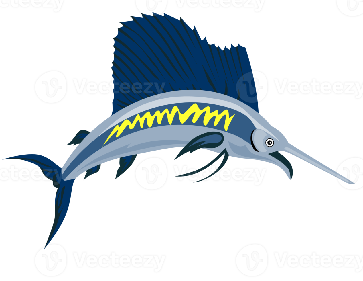 Sailfish Fish Jumping Retro png