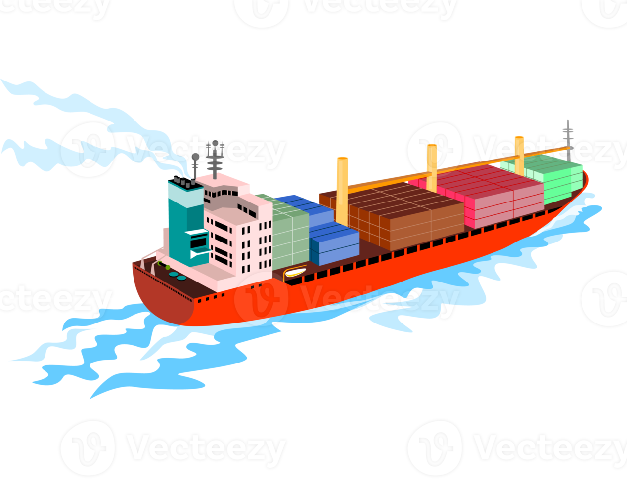 Container Ship Cargo Boat Retro png