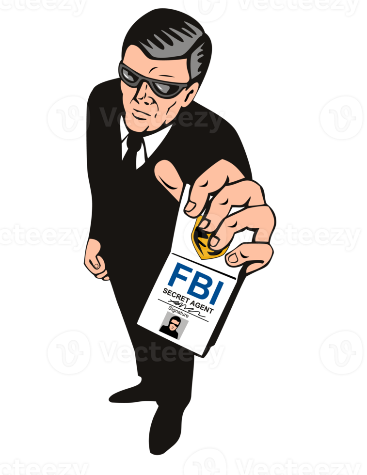 guarda-costas do agente do serviço secreto mostrando o cartão de identificação do fbi. png