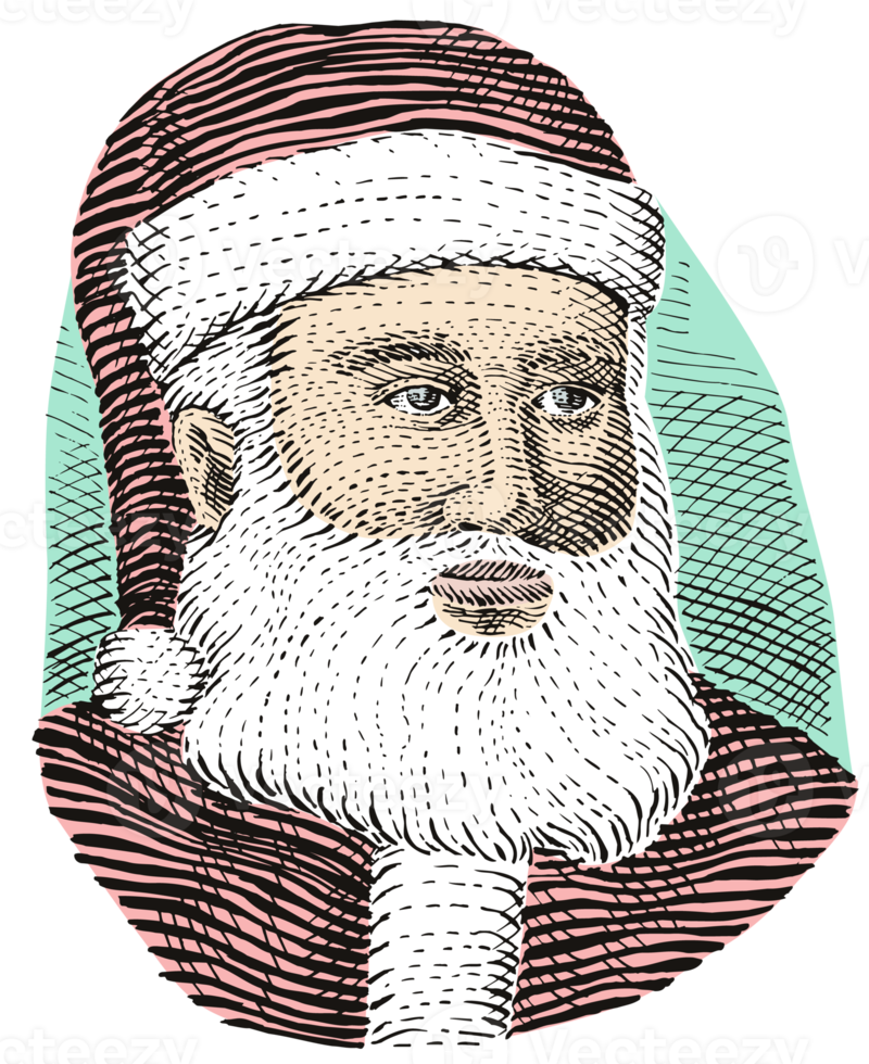 Father Christmas Santa Claus engraving png