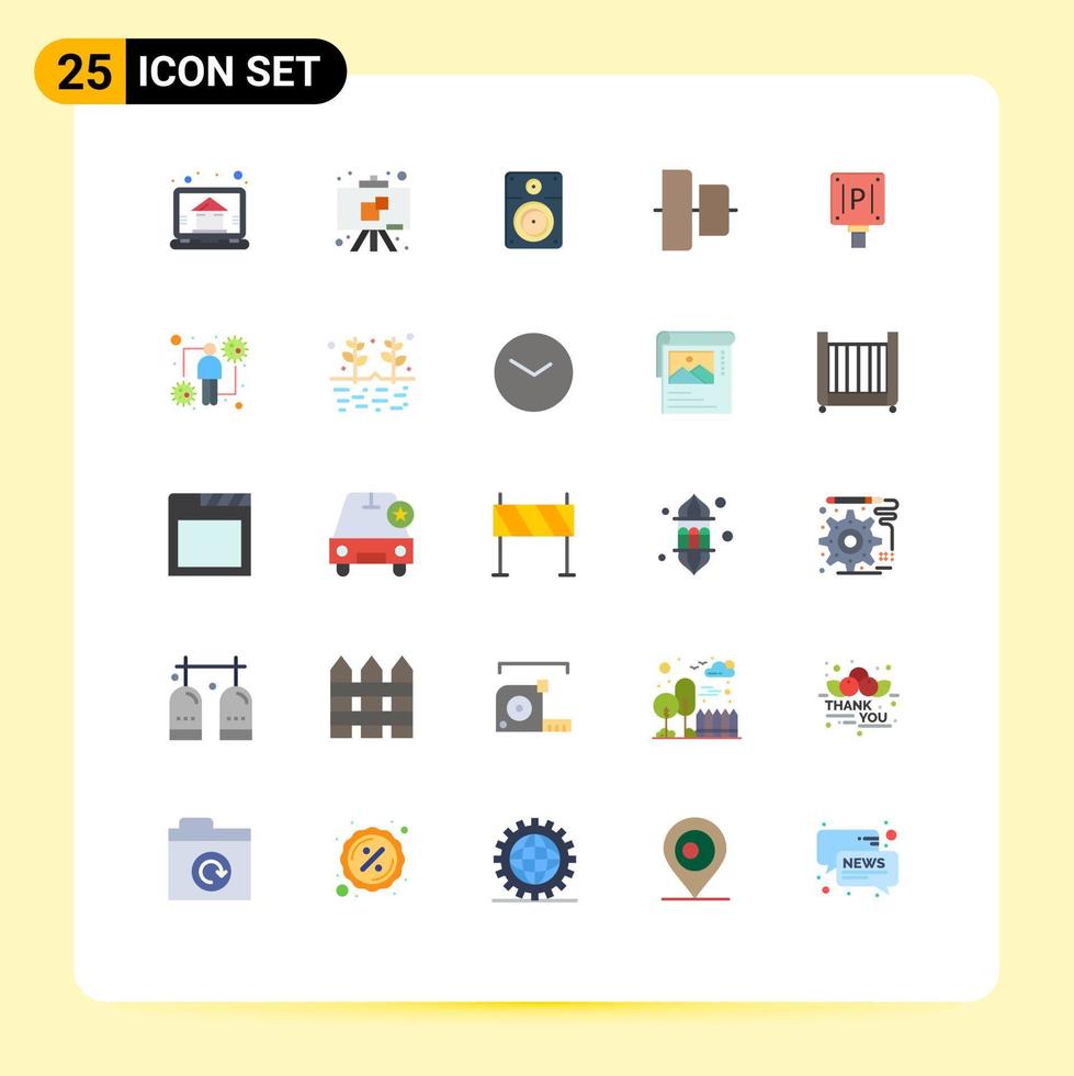 Stock Vector Icon Pack of 25 Line Signs and Symbols for hotel board loud parking center Editable Vector Design Elements