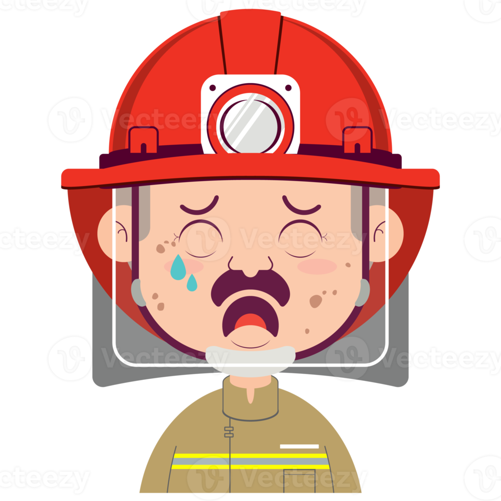 fireman crying face cartoon cute png